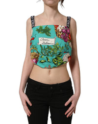 Dolce & Gabbana Dolce & Gabbana Multicolor Silk Vegetable Print Cropped Women's Top