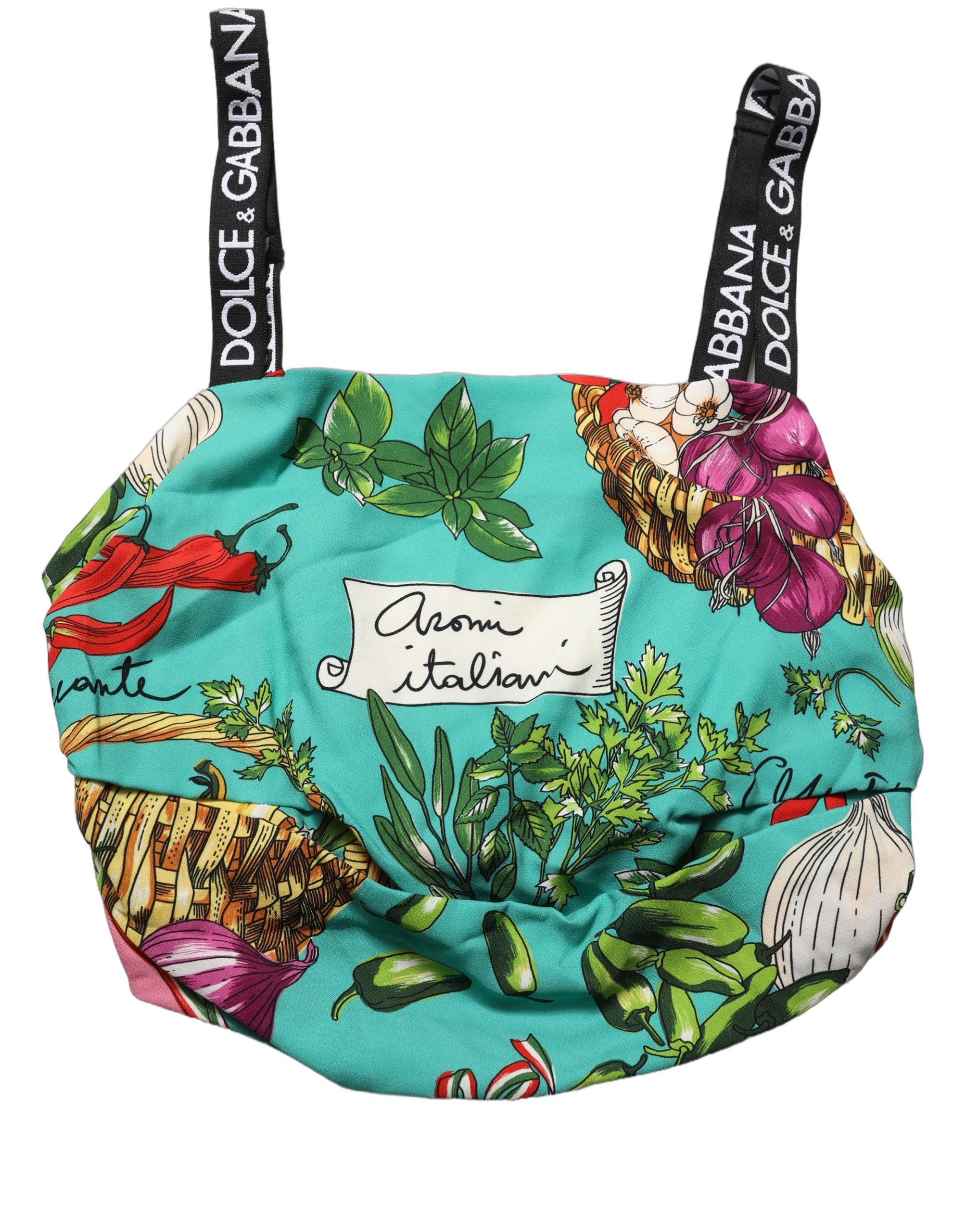 Dolce & Gabbana Dolce & Gabbana Multicolor Silk Vegetable Print Cropped Women's Top