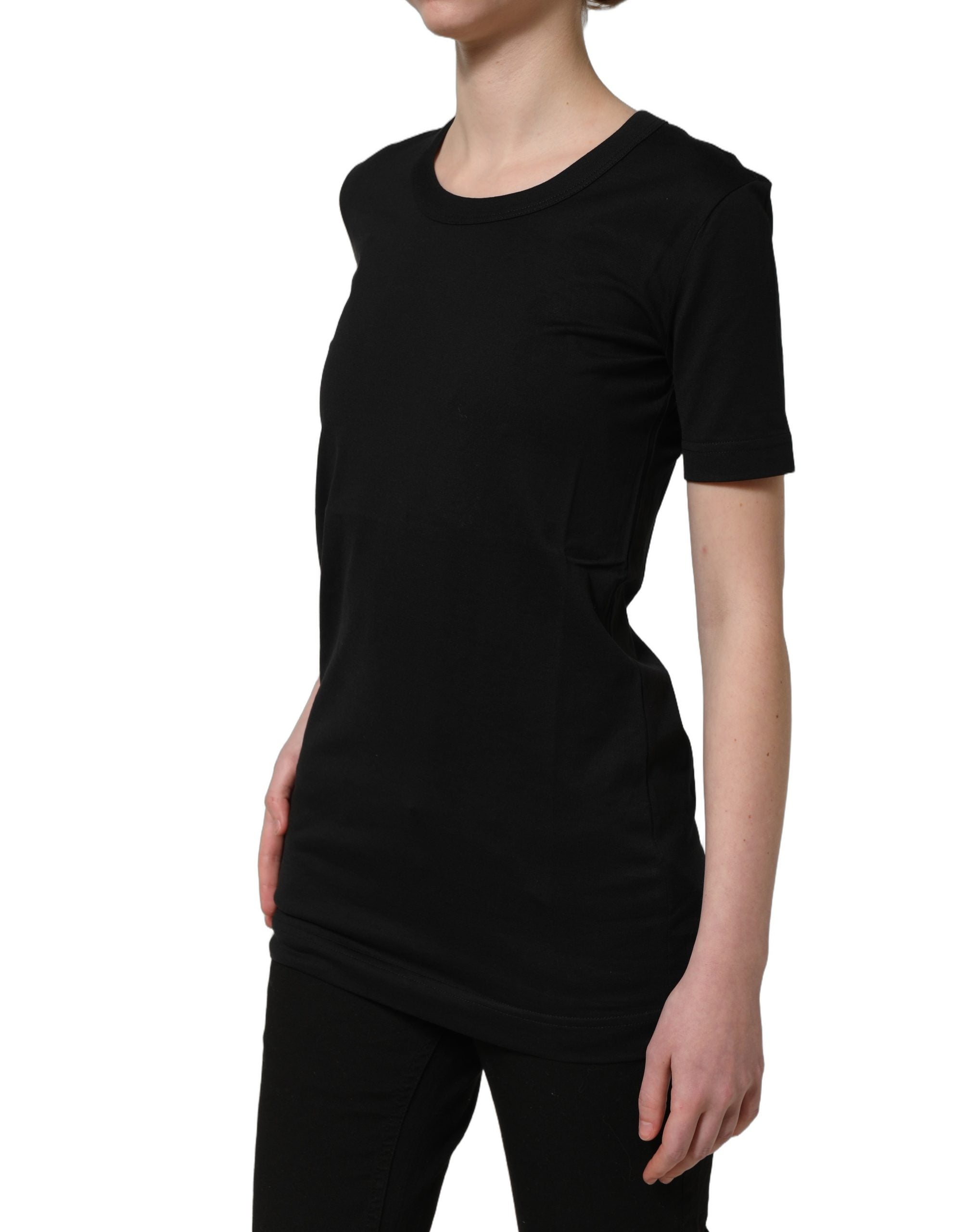 Dolce & Gabbana Dolce & Gabbana Black Cotton Short Sleeves Crew Neck Women's T-shirt