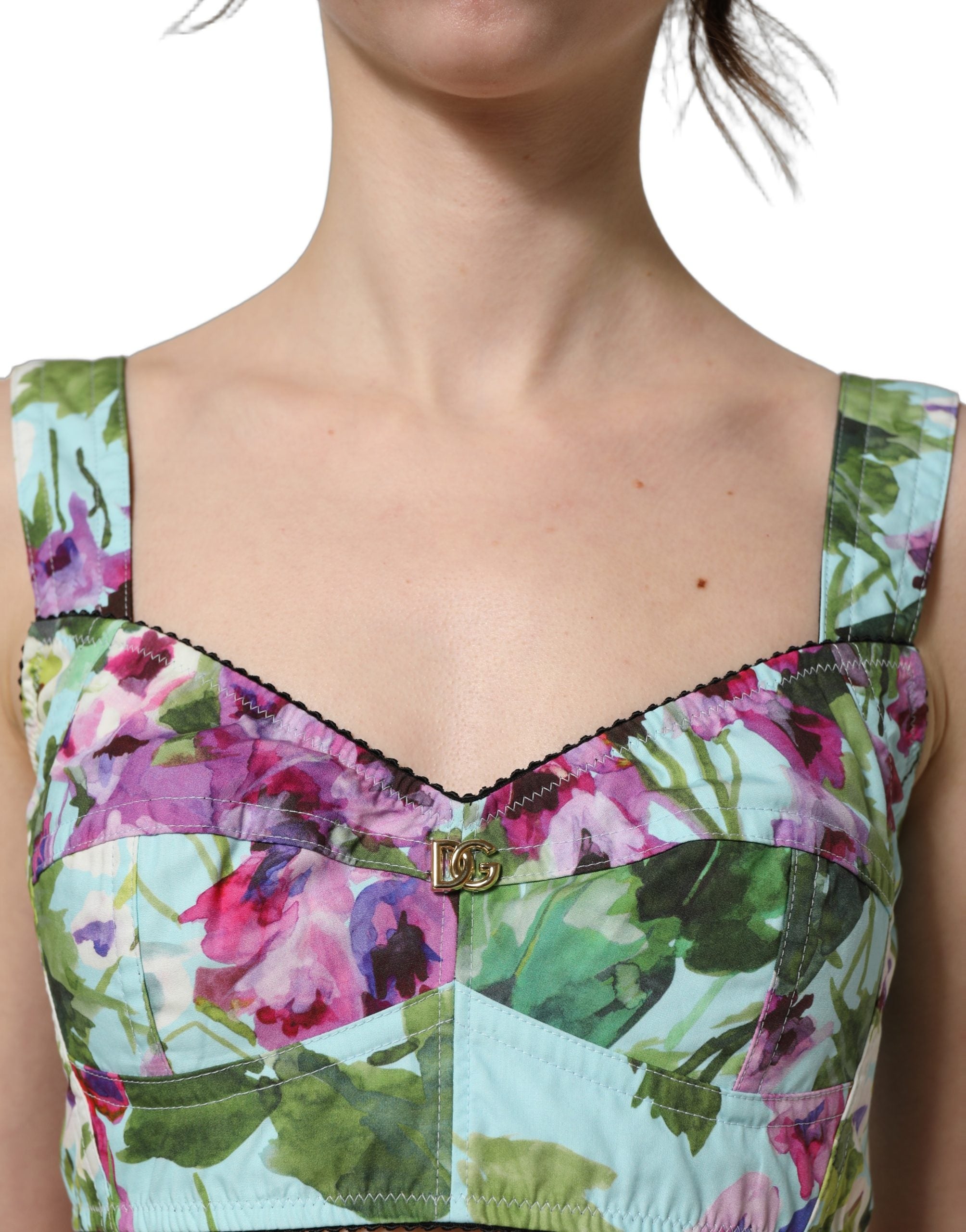 Dolce & Gabbana Dolce & Gabbana Multicolor Floral Cropped Bustier Tank Women's Top