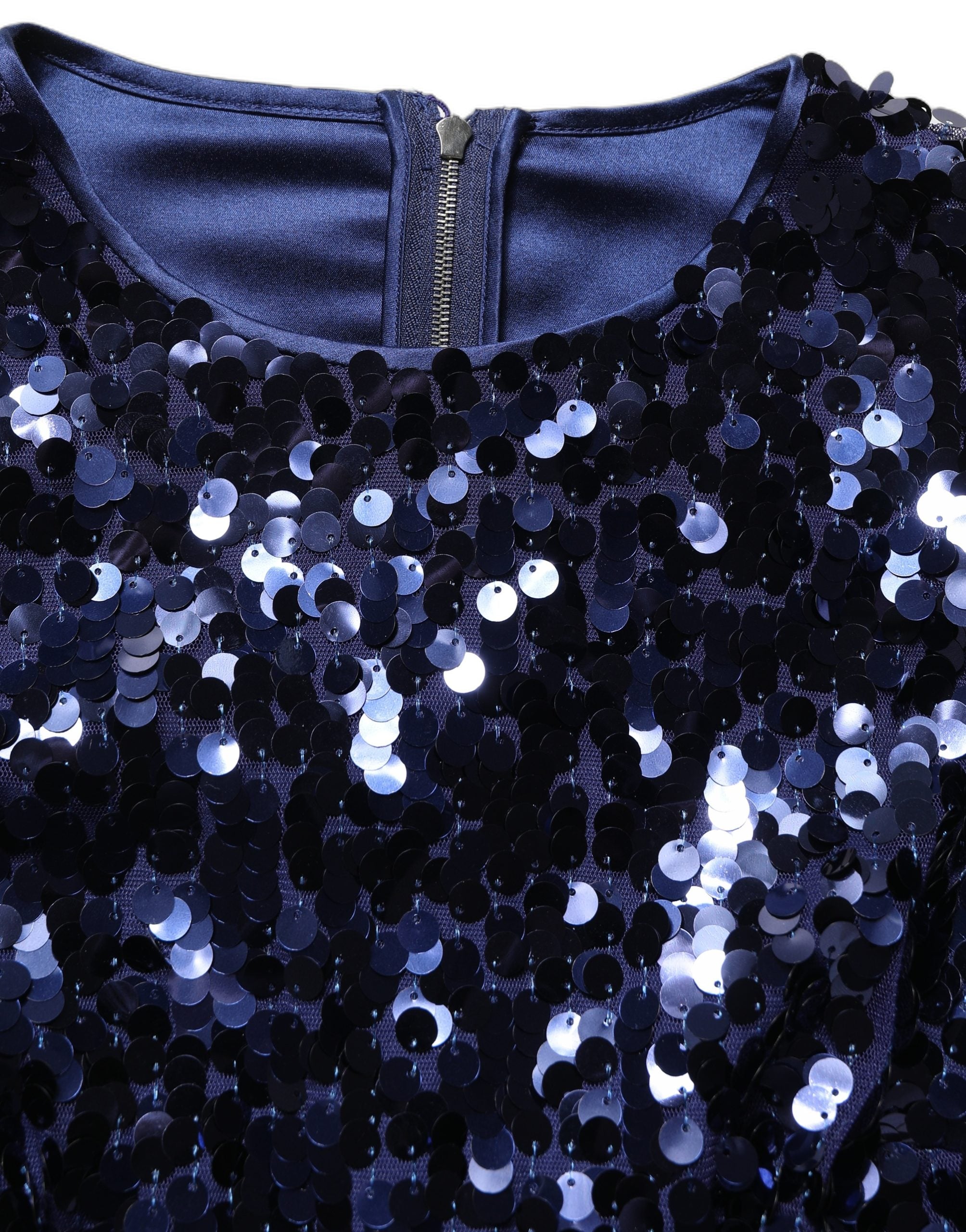 Dolce & Gabbana Dolce & Gabbana Blue Sequined Long Sleeves Crop Blouse Women's Top
