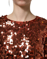 Dolce & Gabbana Dolce & Gabbana Red Sequined Long Sleeves Crop Blouse Women's Top