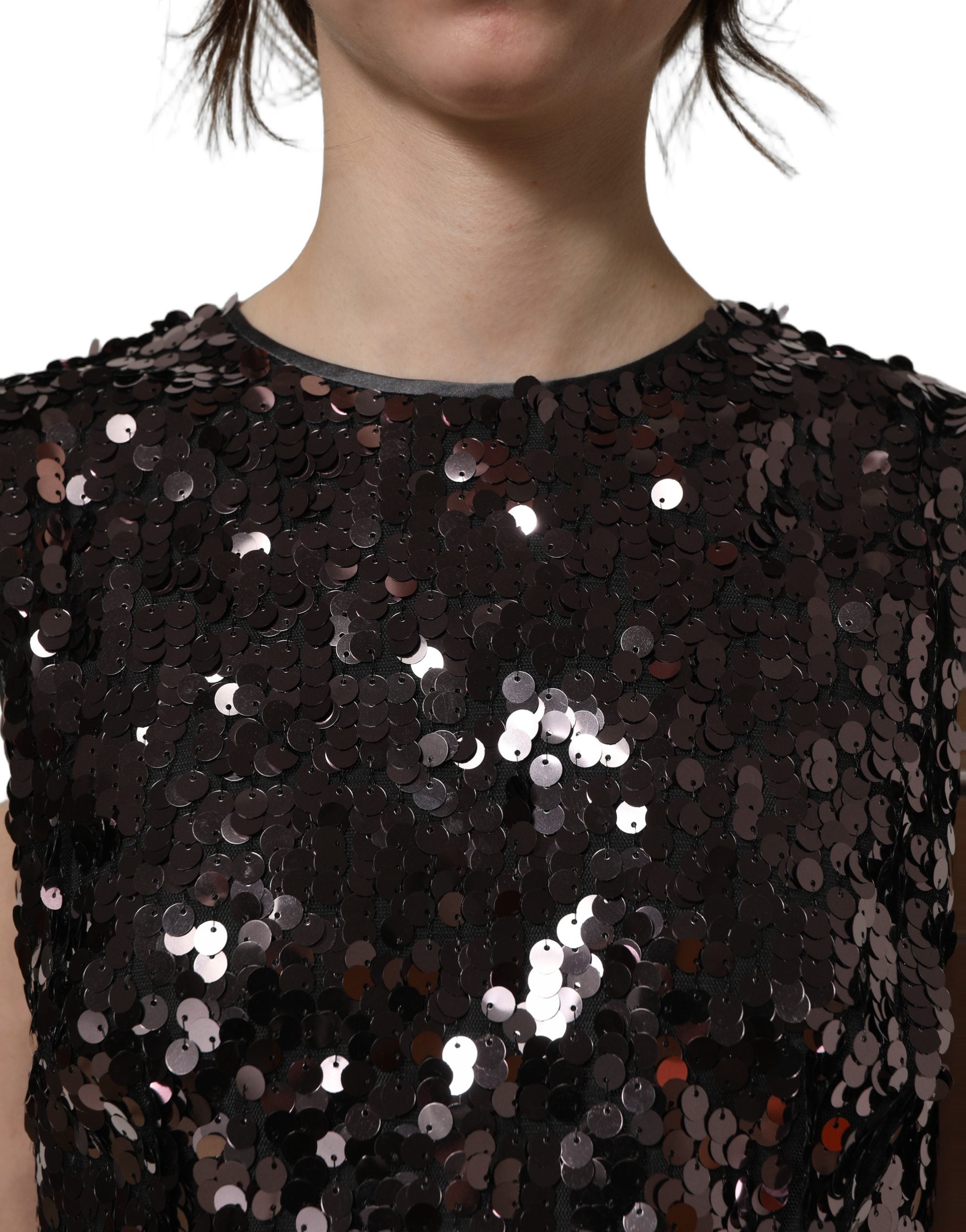 Dolce & Gabbana Dolce & Gabbana Purple Sequined Sleeveless Cropped Tank Women's Top