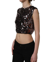 Dolce & Gabbana Dolce & Gabbana Purple Sequined Sleeveless Cropped Tank Women's Top
