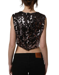 Dolce & Gabbana Dolce & Gabbana Purple Sequined Sleeveless Cropped Tank Women's Top