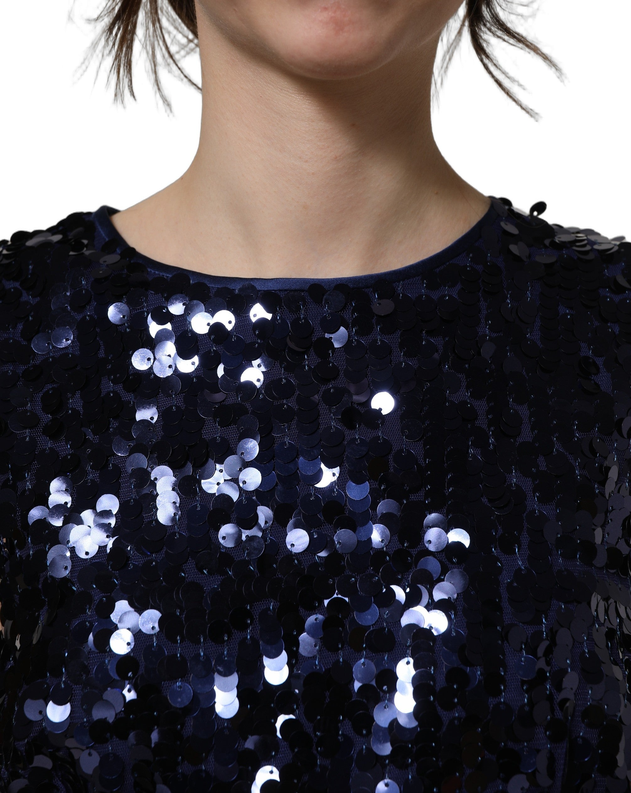 Dolce & Gabbana Dolce & Gabbana Blue Sequined Sleeveless Cropped Tank Women's Top