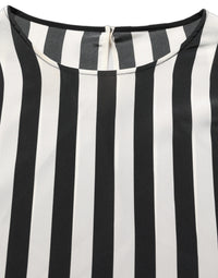 Dolce & Gabbana Dolce & Gabbana Black White Stripes Round Neck Blouse Women's Top