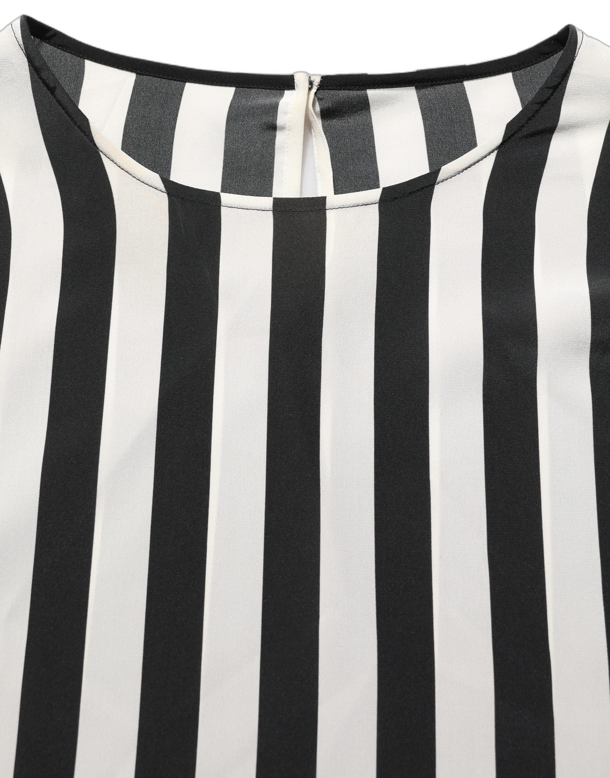 Dolce & Gabbana Dolce & Gabbana Black White Stripes Round Neck Blouse Women's Top
