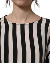 Dolce & Gabbana Dolce & Gabbana Black White Stripes Round Neck Blouse Women's Top
