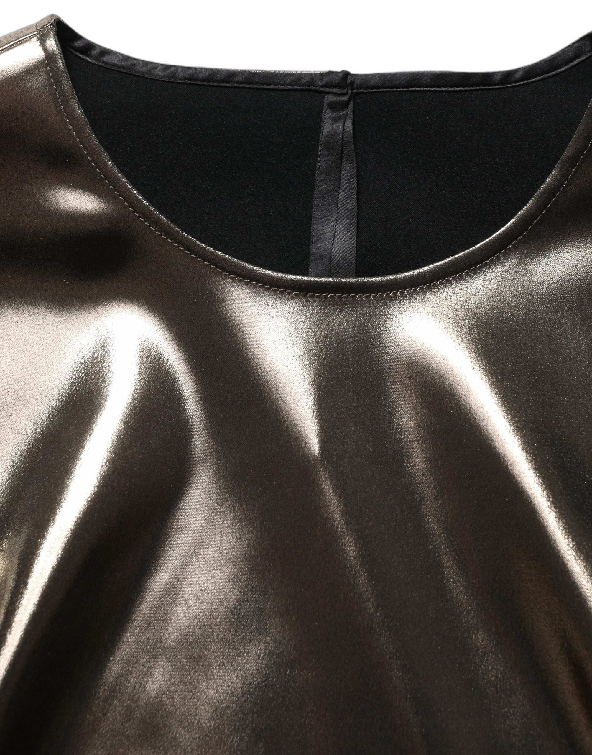 Dolce & Gabbana Dolce & Gabbana Metallic Bronze Roundneck SleevelessTank Women's Top