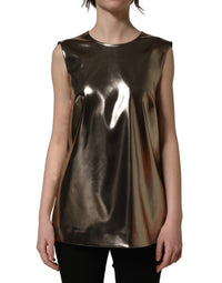 Dolce & Gabbana Dolce & Gabbana Metallic Bronze Roundneck SleevelessTank Women's Top