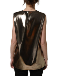 Dolce & Gabbana Dolce & Gabbana Metallic Bronze Roundneck SleevelessTank Women's Top