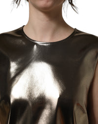 Dolce & Gabbana Dolce & Gabbana Metallic Bronze Roundneck SleevelessTank Women's Top
