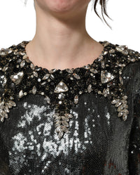 Dolce & Gabbana Dolce & Gabbana Metallic Gray Sequin Embellished Blouse Women's Top