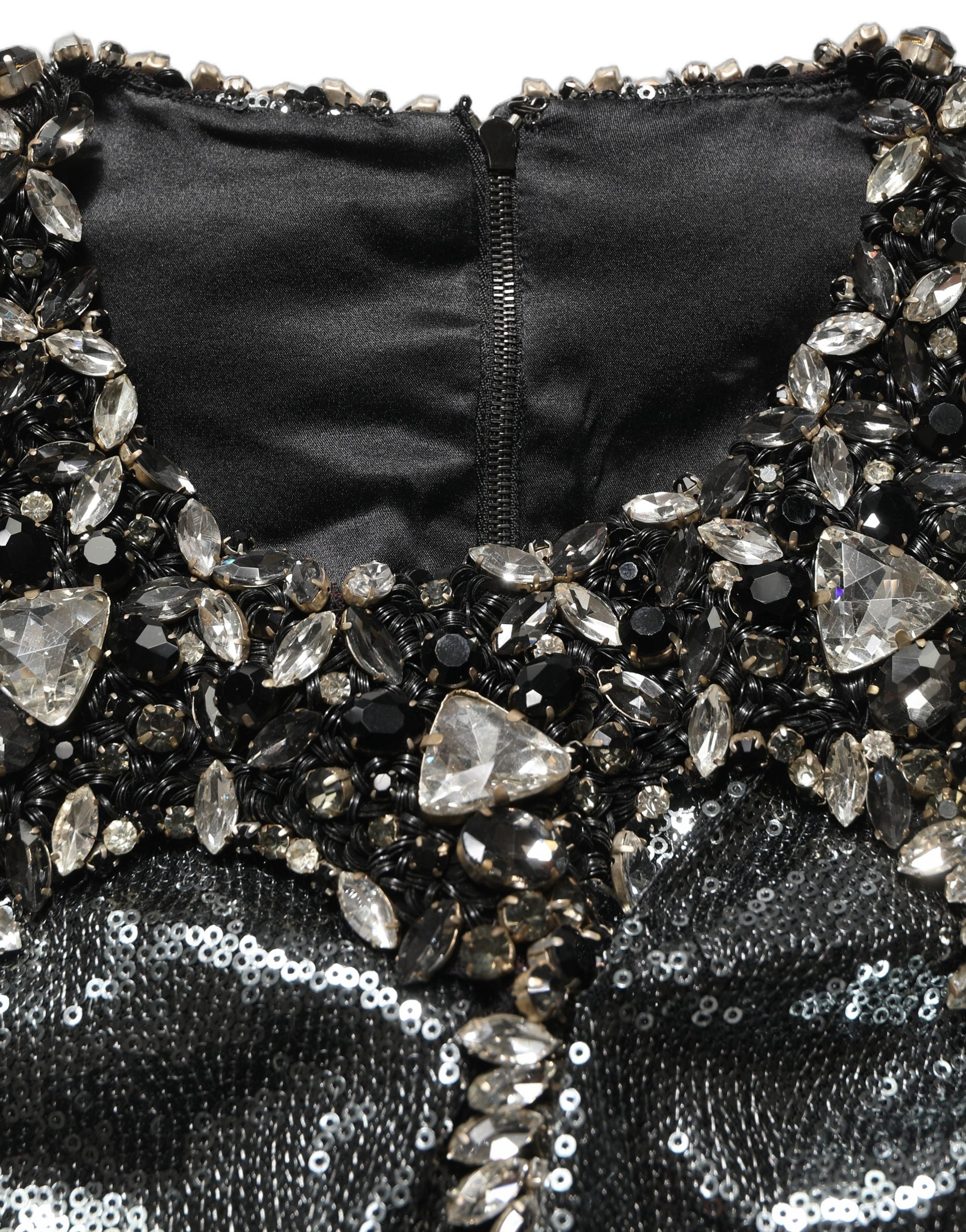 Dolce & Gabbana Dolce & Gabbana Metallic Gray Sequin Embellished Blouse Women's Top