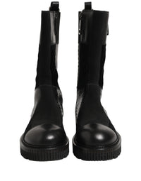 Dolce & Gabbana Dolce & Gabbana Black Patchwork Leather Mid Calf Boots Men's Shoes