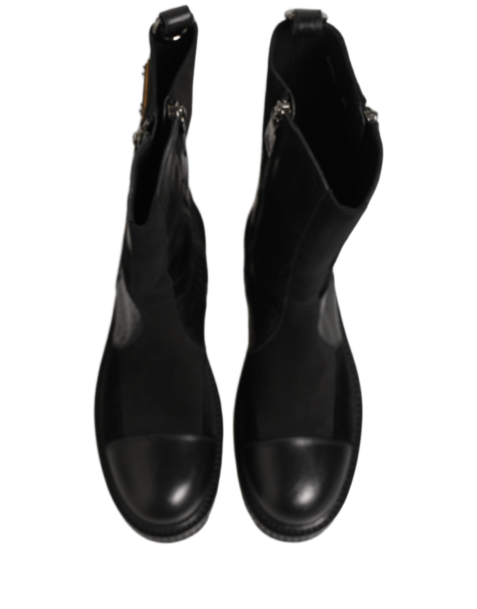 Dolce & Gabbana Dolce & Gabbana Black Patchwork Leather Mid Calf Boots Men's Shoes