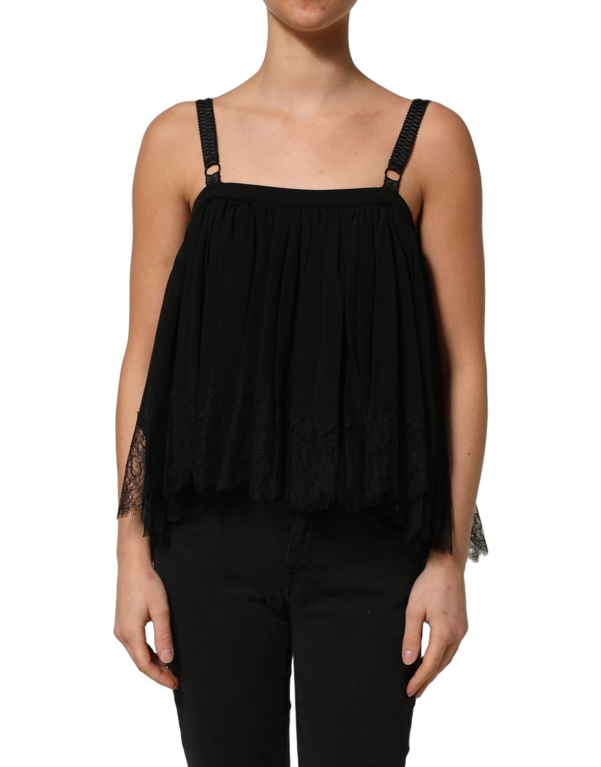 Dolce & Gabbana Dolce & Gabbana Black Sleeveless Floral Lace Tank Blouse Women's Top