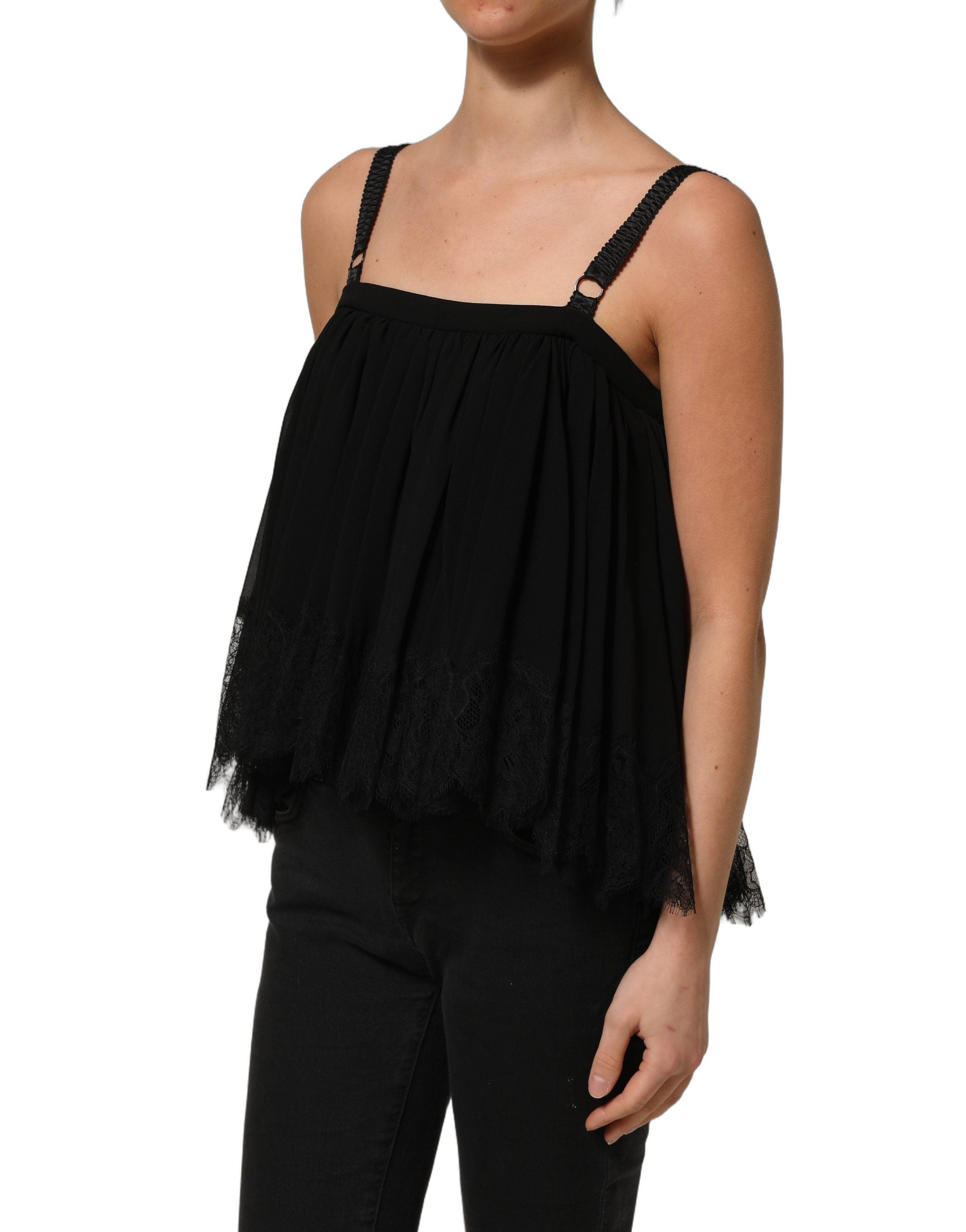 Dolce & Gabbana Dolce & Gabbana Black Sleeveless Floral Lace Tank Blouse Women's Top