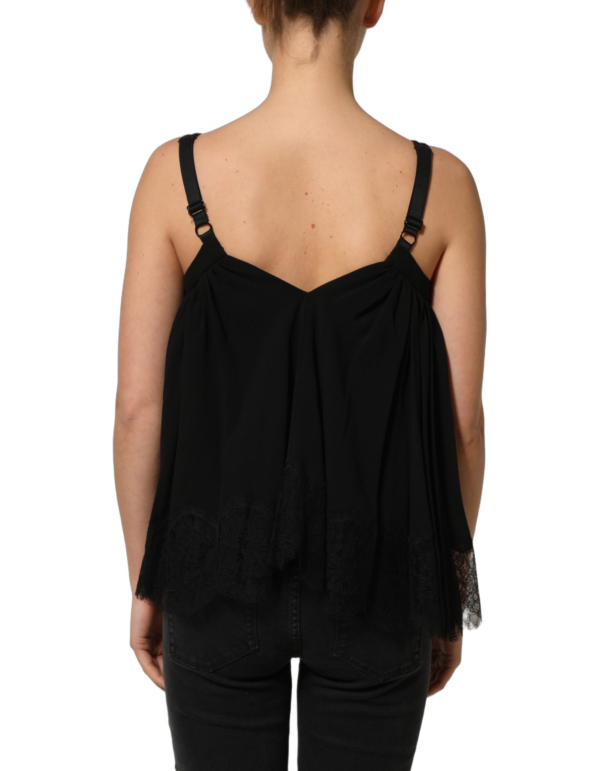 Dolce & Gabbana Dolce & Gabbana Black Sleeveless Floral Lace Tank Blouse Women's Top
