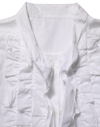 Dolce & Gabbana Dolce & Gabbana White Ruffled Bib Long Sleeves Blouse Women's Top