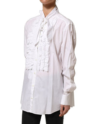 Dolce & Gabbana Dolce & Gabbana White Ruffled Bib Long Sleeves Blouse Women's Top