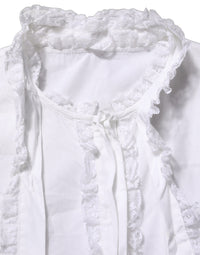 Dolce & Gabbana Dolce & Gabbana White Ruffled Lace Embellished Blouse Women's Top