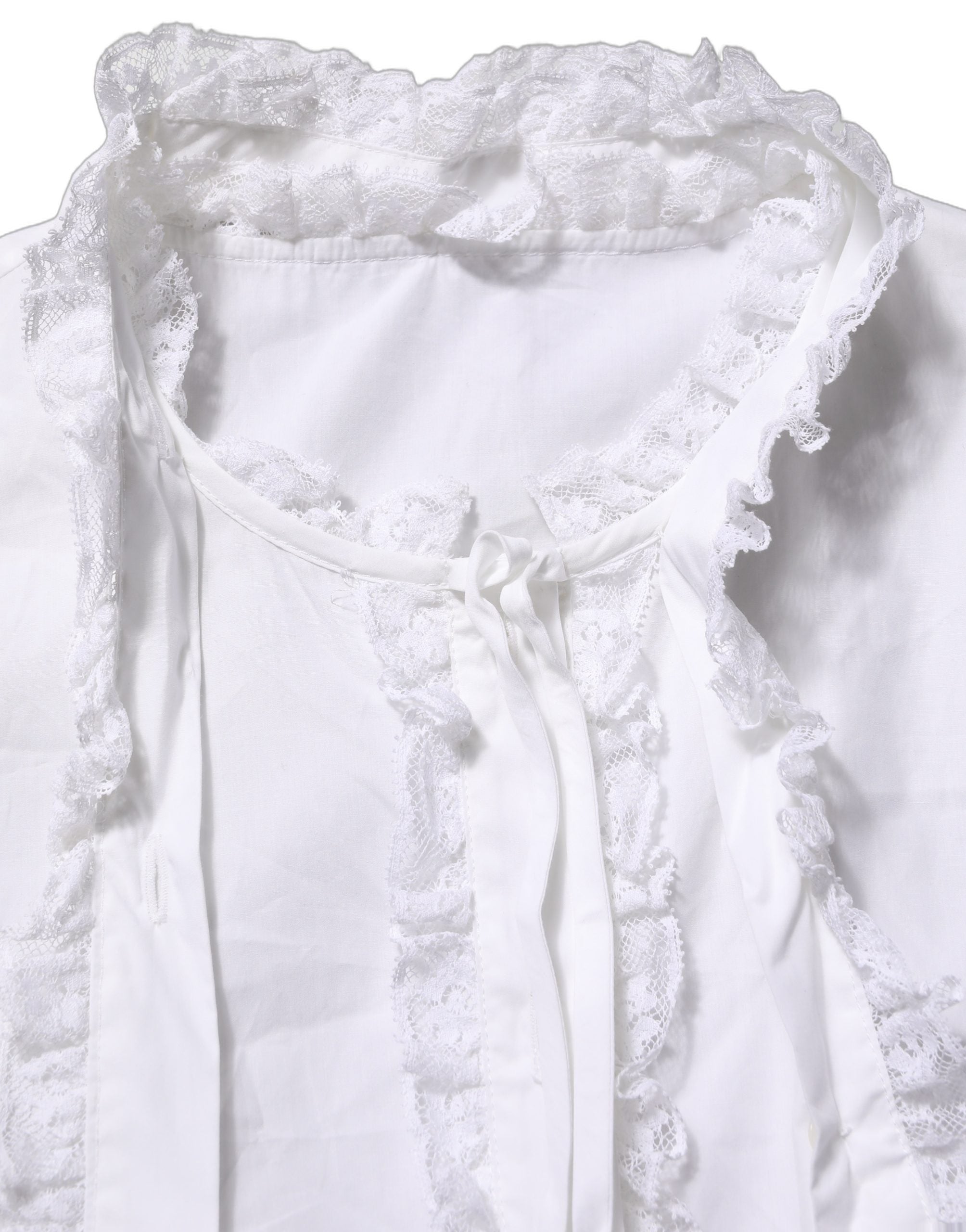 Dolce & Gabbana Dolce & Gabbana White Ruffled Lace Embellished Blouse Women's Top