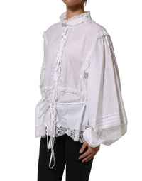 Dolce & Gabbana Dolce & Gabbana White Ruffled Lace Embellished Blouse Women's Top