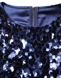 Dolce & Gabbana Dolce & Gabbana Blue Sequined Long Sleeves Crop Blouse Women's Top
