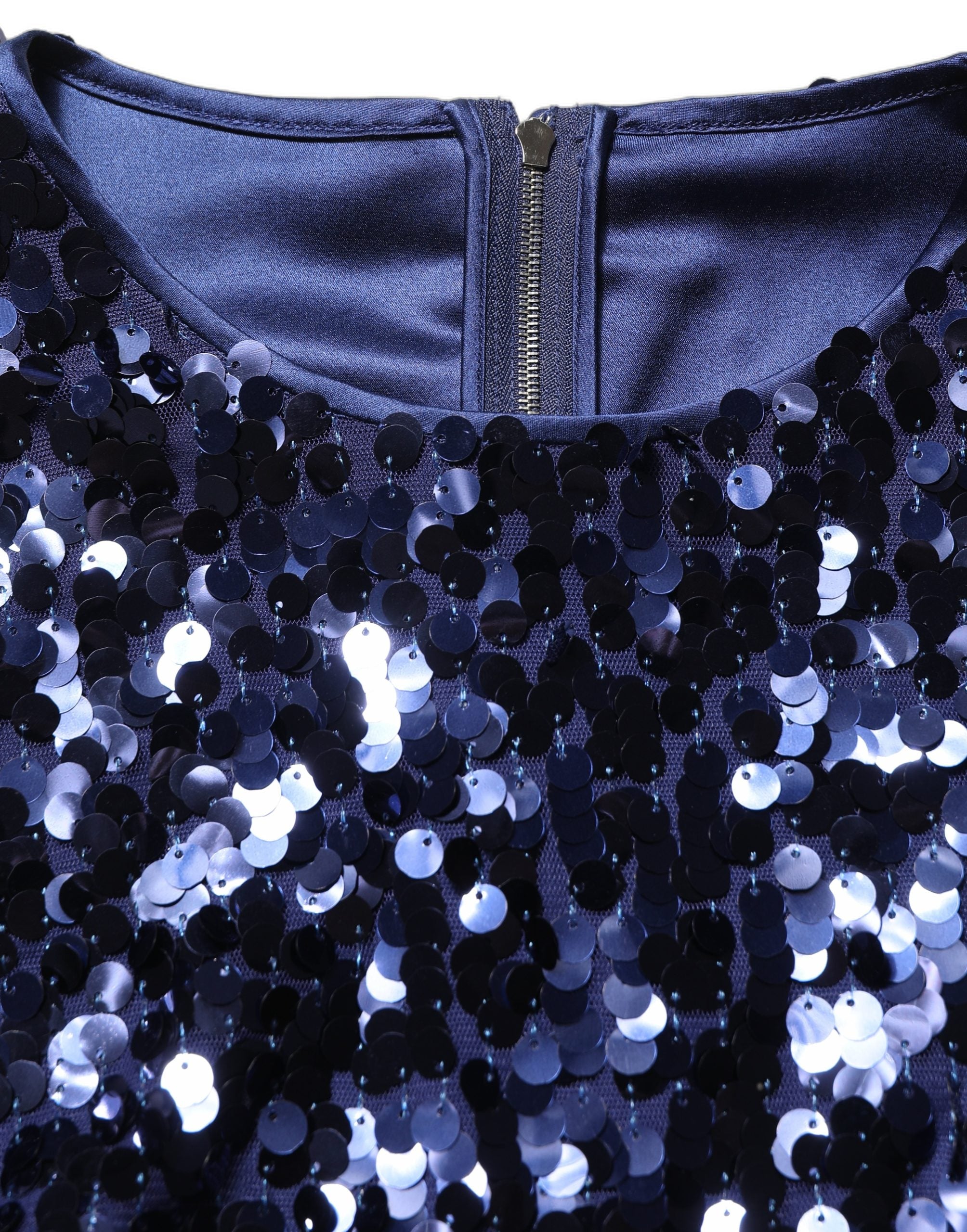 Dolce & Gabbana Dolce & Gabbana Blue Sequined Long Sleeves Crop Blouse Women's Top