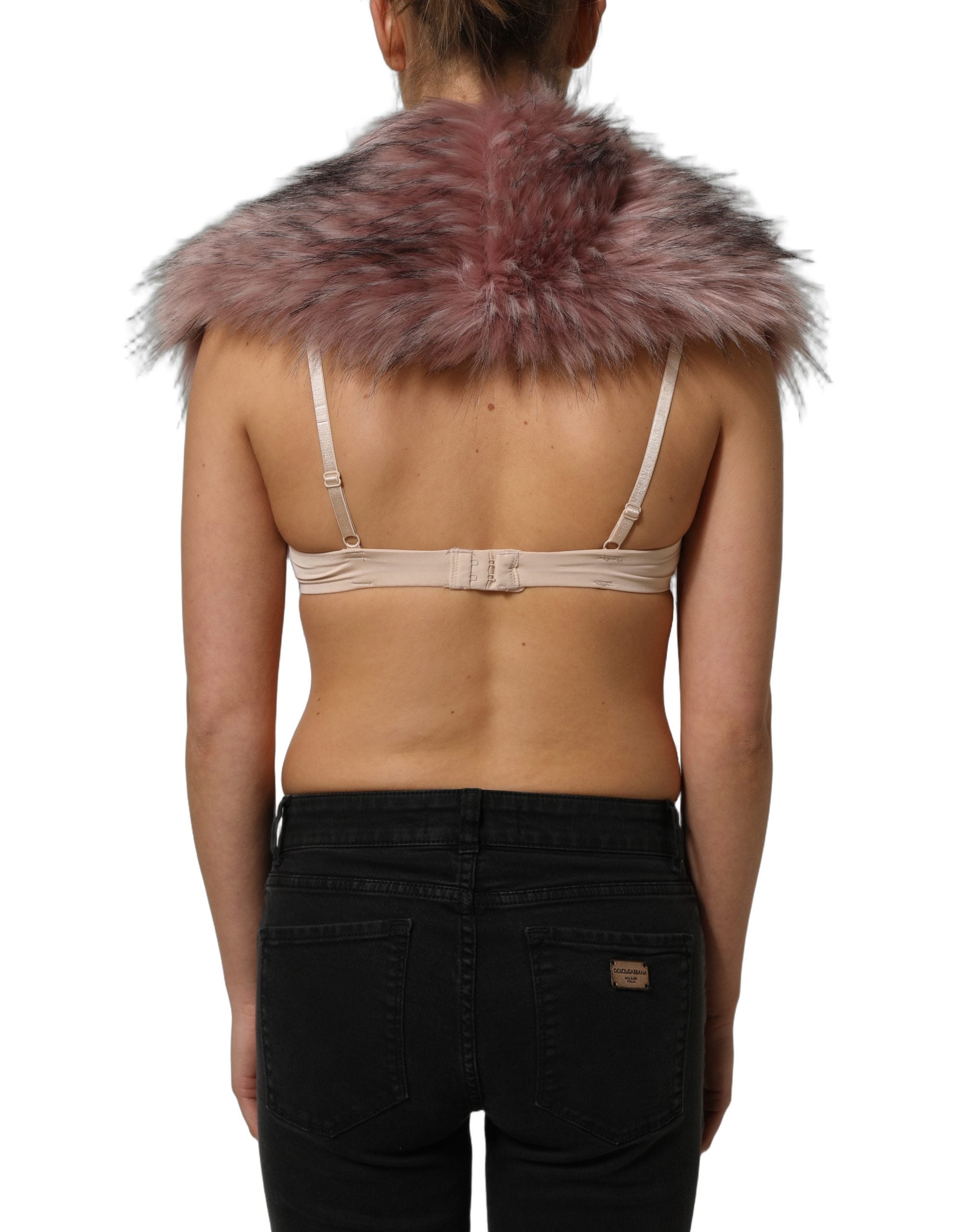 Dolce & Gabbana Dolce & Gabbana Pink Acrylic Faux Fur Knit Shrug Vest Women's Top
