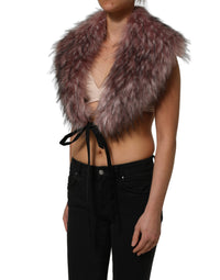 Dolce & Gabbana Dolce & Gabbana Pink Acrylic Faux Fur Knit Shrug Vest Women's Top