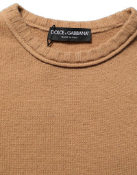 Dolce & Gabbana Dolce & Gabbana Brown Wool Short Sleeves Cropped Blouse Women's Top