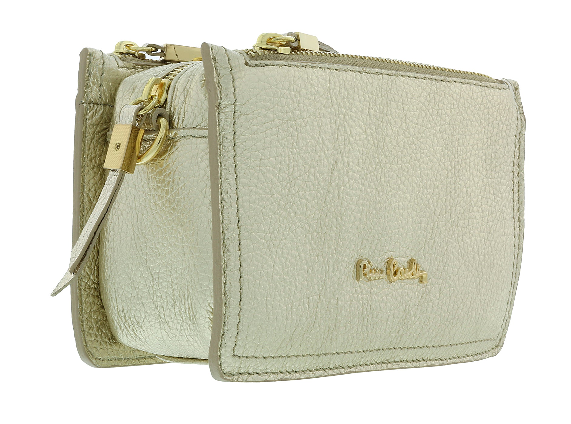 Pierre Cardin Gold Leather Small Structured Square Crossbody Bag
