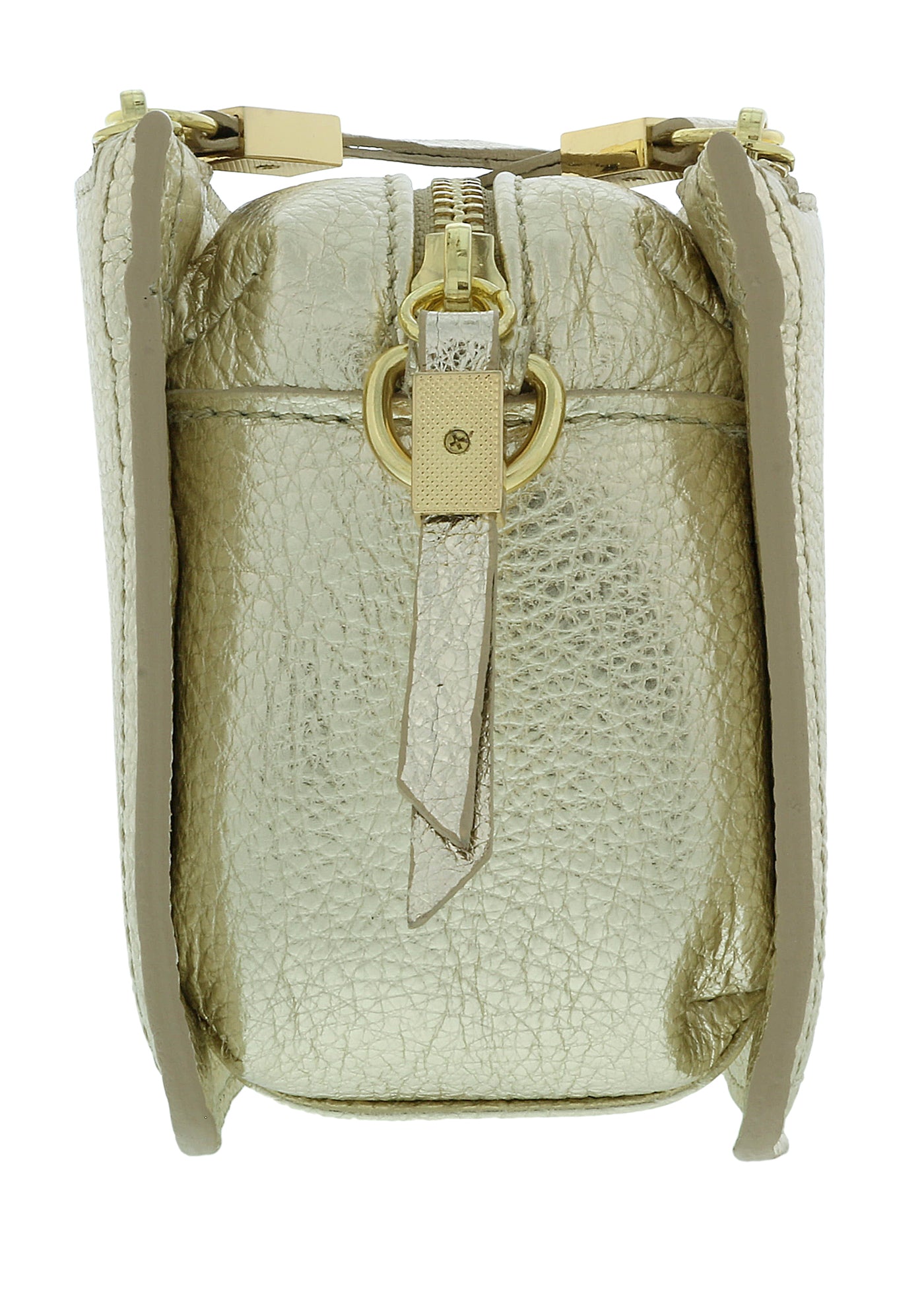 Pierre Cardin Gold Leather Small Structured Square Crossbody Bag