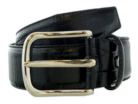 Pierre Cardin Shiny Black Embossed Classic Buckle Adjustable Belt Adjustable Mens Belt-
