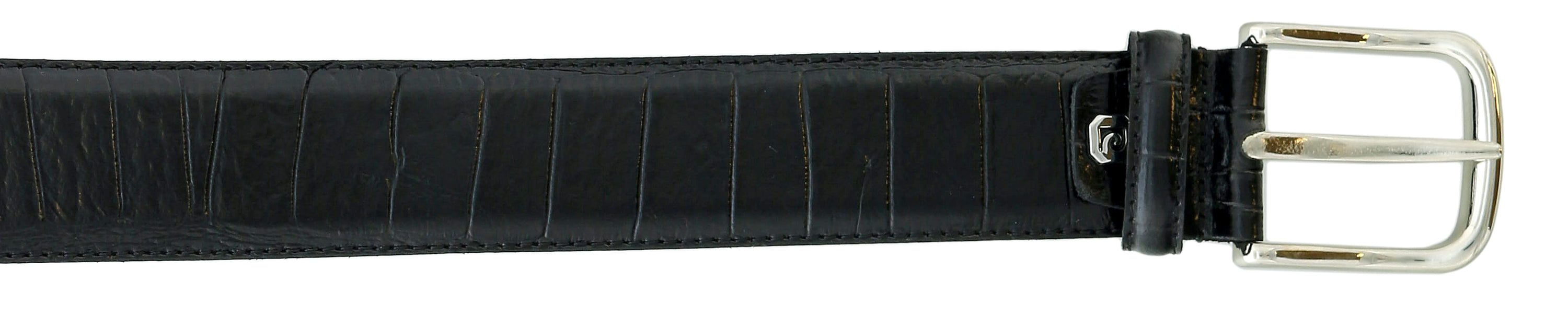 Pierre Cardin Shiny Black Embossed Classic Buckle Adjustable Belt Adjustable Mens Belt-