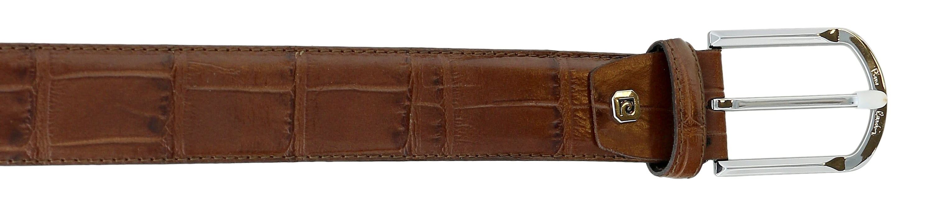 Pierre Cardin Brown Embossed Classic Buckle Adjustable Belt Adjustable Mens Belt-