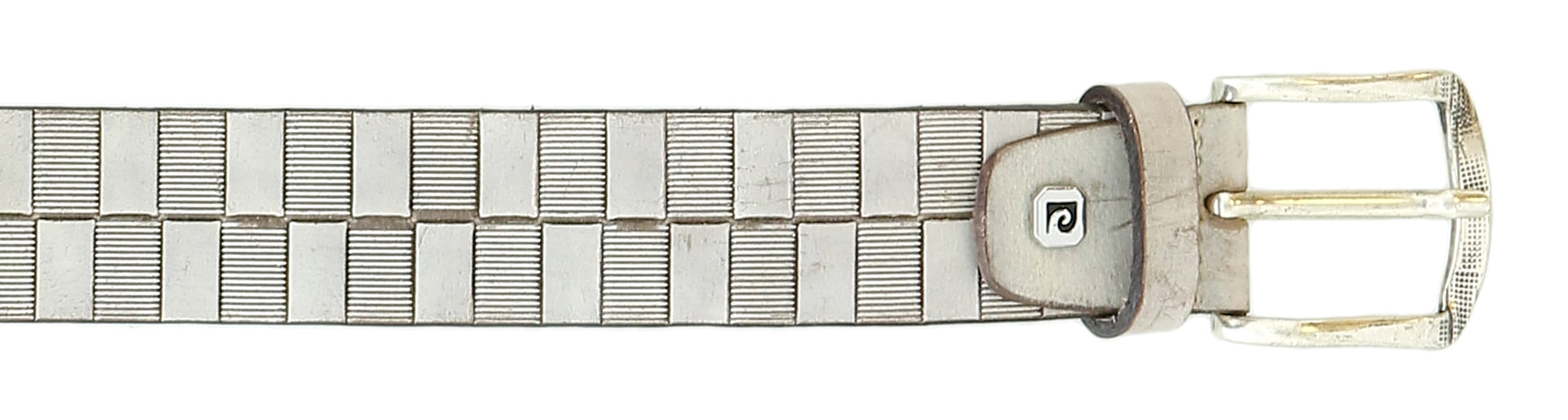 Pierre Cardin Distressed Beige Textured Classic Silver D-Ring Adjustable Belt Adjustable Mens Belt-