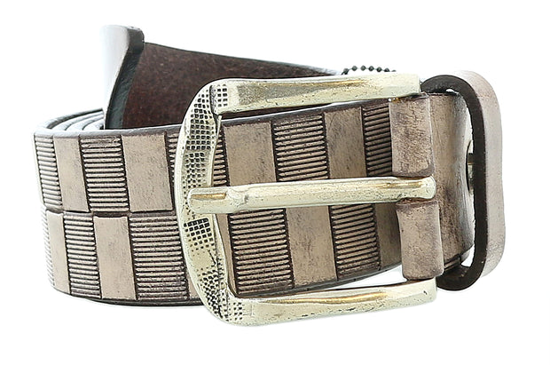 Pierre Cardin Distressed Brown Textured Classic Silver D-Ring Adjustable Belt Adjustable Mens Belt-