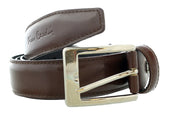 Pierre Cardin Shiny Brown Classic Silver D-Ring Adjustable Belt Adjustable Mens Belt-