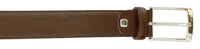 Pierre Cardin Dark Brown Classic Square Silver D-Ring Adjustable Belt Adjustable Mens Belt-