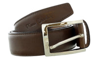Pierre Cardin Brown Classic Square Silver D-Ring Adjustable Belt Adjustable Mens Belt-46