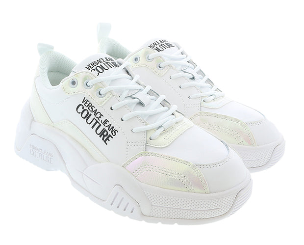 Versace Jeans Couture White Fashion Lace Up Sneakers-