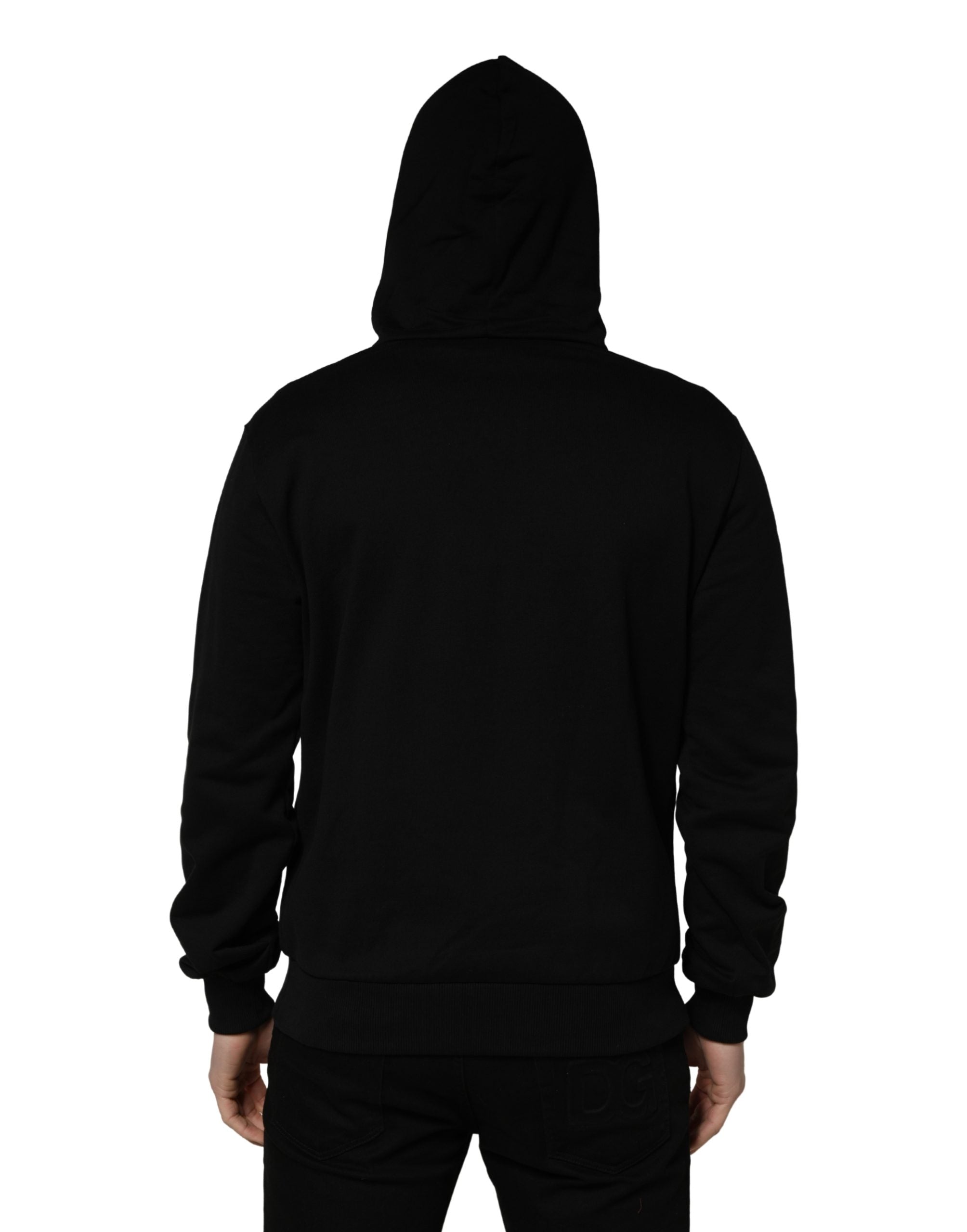 Dolce & Gabbana Dolce & Gabbana #dgfamily Black Cotton Hooded Men Sweatshirt Men's Sweater