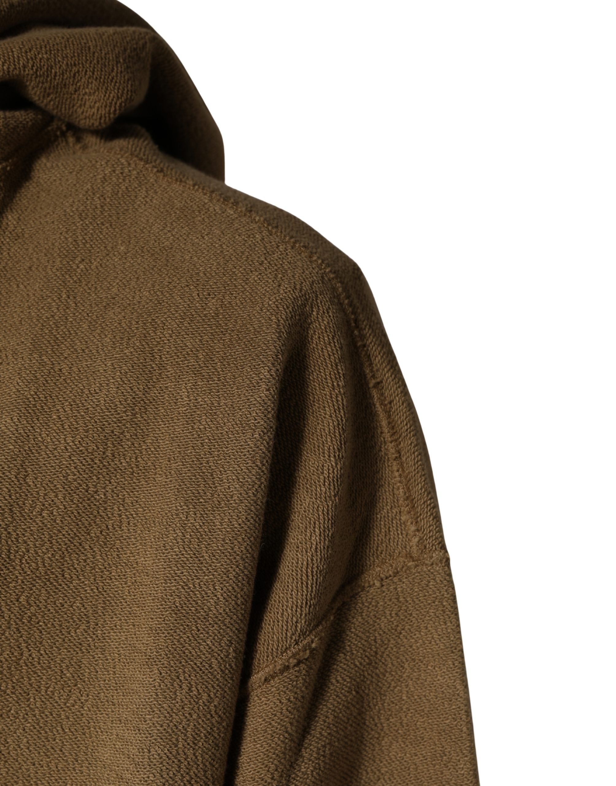 Dolce & Gabbana Dolce & Gabbana Brown Cotton Logo Coin Hooded Pullover Men's Sweater