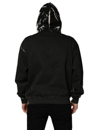 Dolce & Gabbana Dolce & Gabbana Black Cotton Logo Hooded Full Zip Men's Sweater