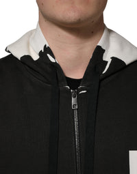 Dolce & Gabbana Dolce & Gabbana Black Cotton Logo Hooded Full Zip Men's Sweater