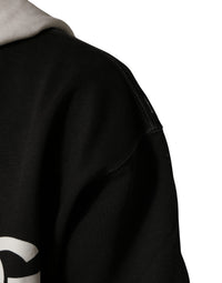 Dolce & Gabbana Dolce & Gabbana Black Cotton Logo Hooded Full Zip Men's Sweater